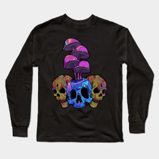 Tie Dye Skull Vaporwave Cybergoth Emo Goth Rave Vaporwave Long Sleeve T-Shirt